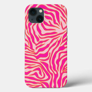 Zebra Streifen Rosa Orange Wild Animal Print iPhone 13 Hülle