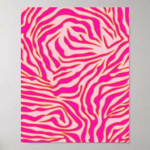 Zebra Streifen Rosa Orange Wild Animal Print Poster