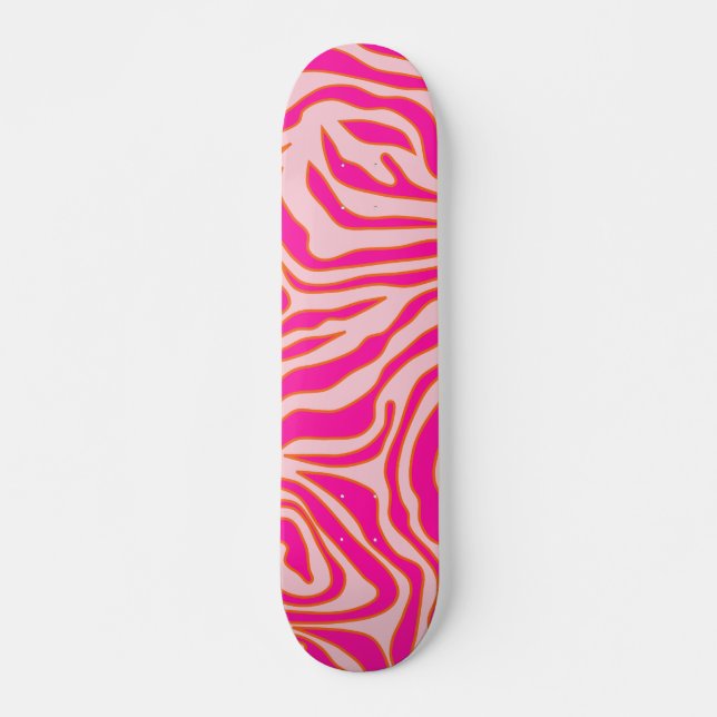 Zebra Streifen Rosa Orange Wild Animal Print Skateboard (Vorne)