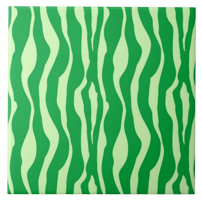 Zebra-Streifen - Schatten von Limettengrün Fliese (Vorderseite)