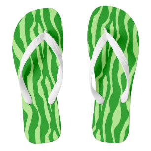Zebra-Streifen - Schatten von Limettengrün Flip Flops