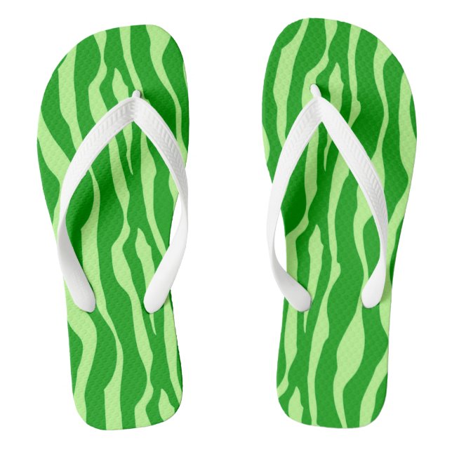 Zebra-Streifen - Schatten von Limettengrün Flip Flops (Fußbett)