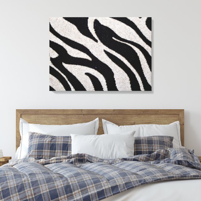 Zebra Streifen Schwarz/Weiß überzogene Canvas Leinwanddruck (Insitu (Schlafzimmer))