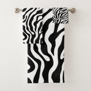 Zebra Streifen Schwarz-Weiß-Wildtierdruck Badhandtuch Set