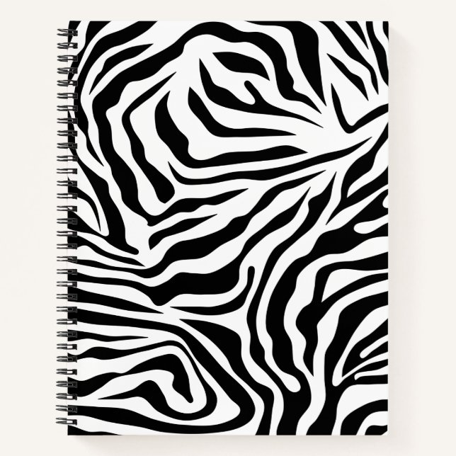Zebra Streifen Schwarz-Weiß-Wildtierdruck Notizbuch (Vorderseite)