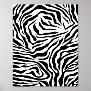 Zebra Streifen Schwarz-Weiß-Wildtierdruck Poster