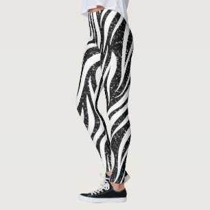 Zebra Streifen Schwarzer Glitzer Wildtiere drucken Leggings