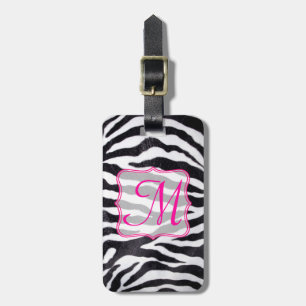 Zebra-Streifen-Tierdruck-Monogramm-Gepäckanhänger Gepäckanhänger