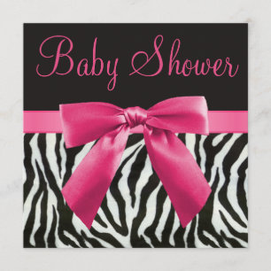 Zebra-Streifen u. Rosa druckten Bogen-Babyparty Einladung