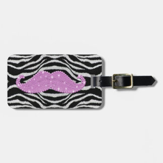 Zebra-Streifen und rosa Bling Schnurrbart Gepäckanhänger