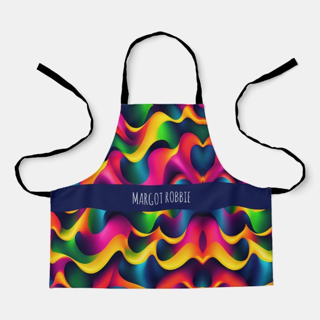 Zebra Strides Waves Rainbow Isometrisches Muster Schürze (Vorderseite)