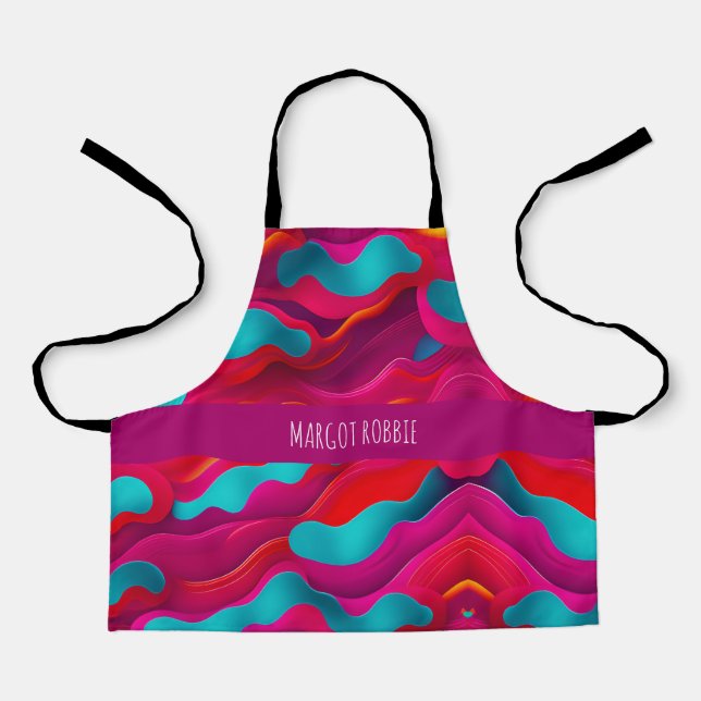 Zebra Strides Wellen rosa Regenbogenmuster Schürze (Vorderseite)