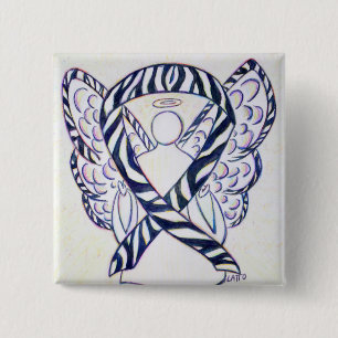 Zebra Strip Awareness Ribbon Angel Art Button