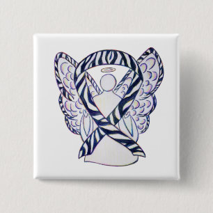 Zebra Strip Awareness Ribbon Angel Art Button
