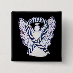 Zebra Strip Awareness Ribbon Angel Art Button