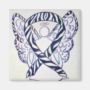 Zebra Strip Awareness Ribbon Angel Art Magnet