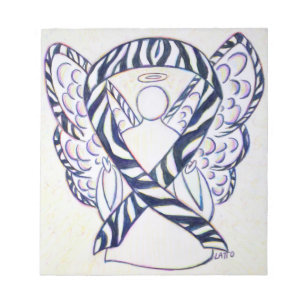 Zebra Strip Awareness Ribbon Angel Art Notepad Notizblock