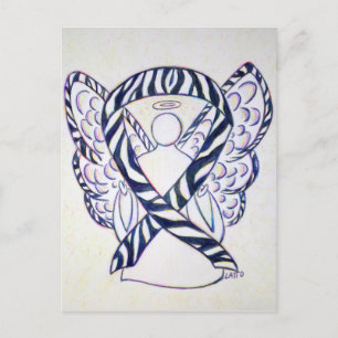 Zebra Strip Awareness Ribbon Angel Postkarten