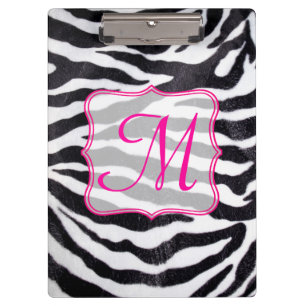 Zebra Stripe Animal Monogram Initial Clip Board Klemmbrett