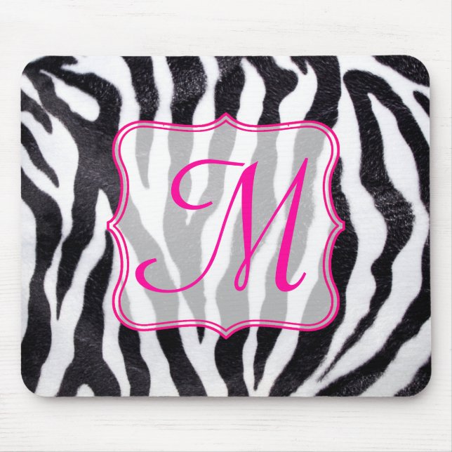 Zebra Stripe Animal Monogram Initial Mouse Pad Mousepad (Vorne)