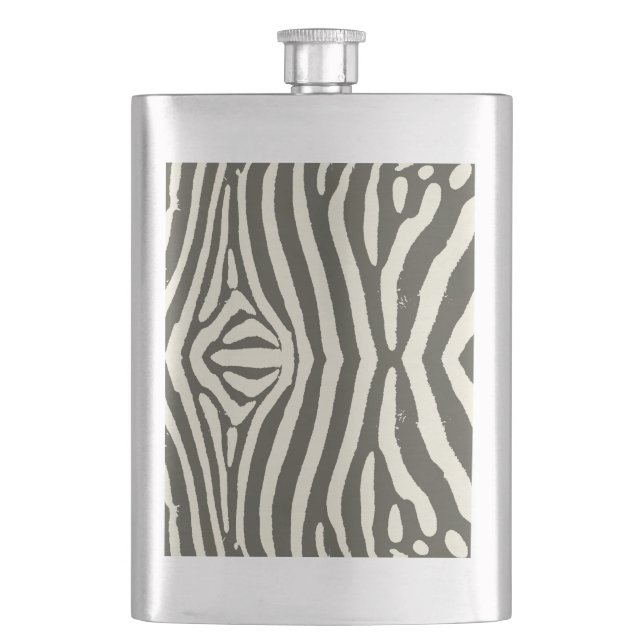 Zebra Stripe Animal Print Muster Flachmann (Vorderseite)