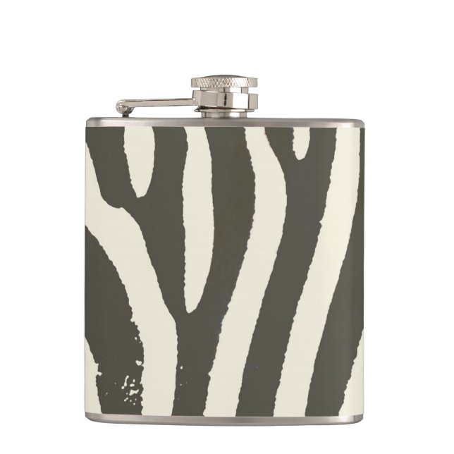 Zebra Stripe Animal Print Muster Flachmann (Vorderseite)