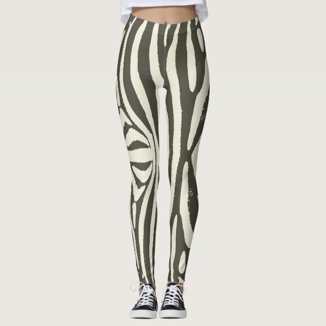 Zebra Stripe Animal Print Muster Leggings (Vorderseite)