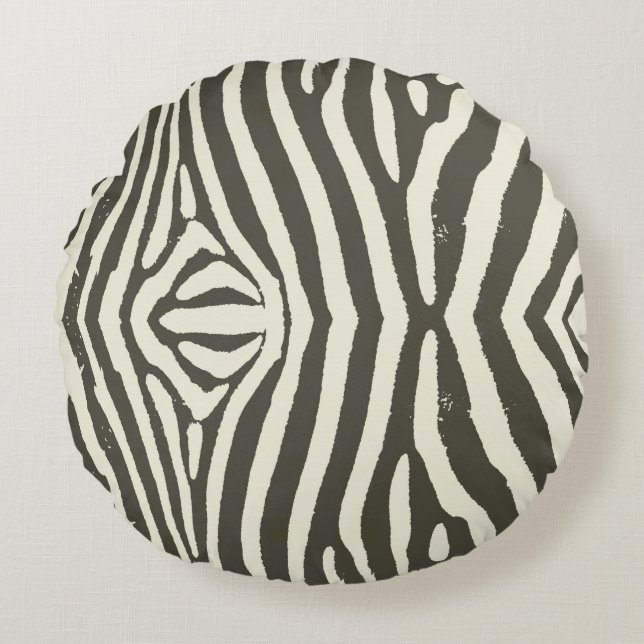Zebra Stripe Animal Print Muster Rundes Kissen (Vorderseite)