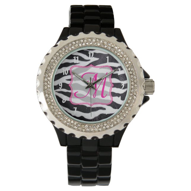 Zebra Stripe Animal Print Wild Cat Safari Watch Armbanduhr (Vorderseite)