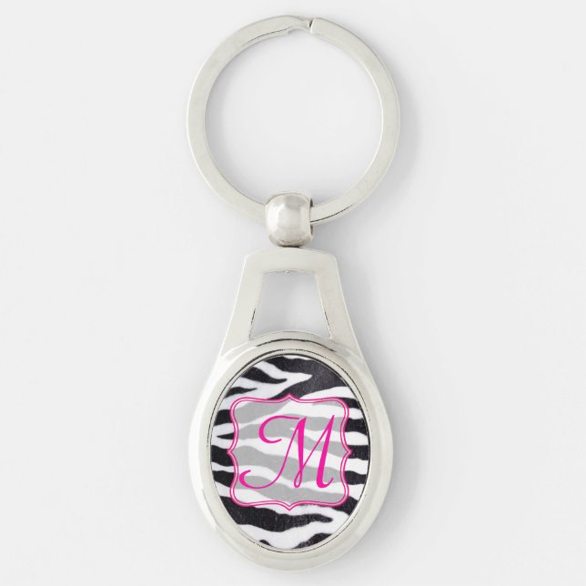 Zebra Stripe Animal Print Wild Digital Key Chain Schlüsselanhänger (Vorderseite)