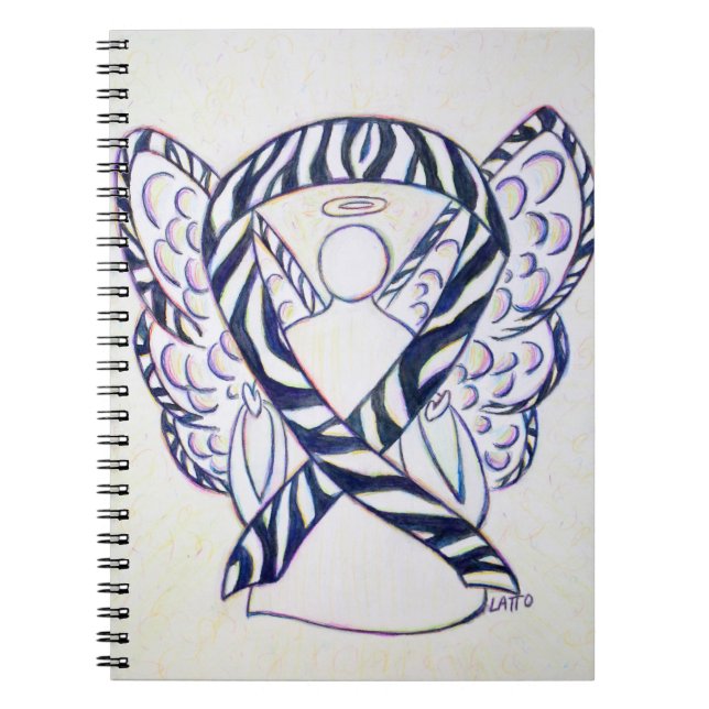 Zebra Stripe Awareness Ribbon Angel Art-Notebook Notizblock (Vorderseite)