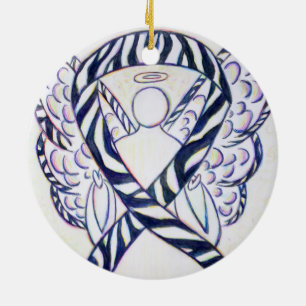 Zebra Stripe Awareness Ribbon Angel Kunst, Dichtun Keramik Ornament