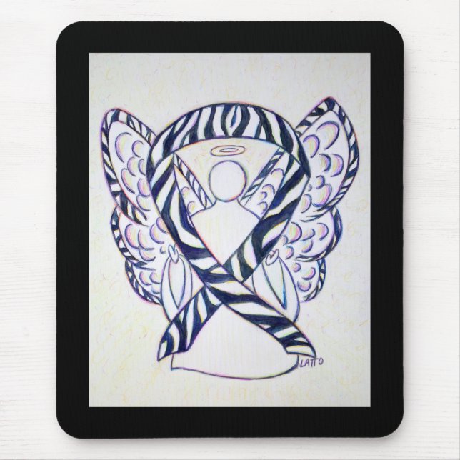 Zebra Stripe Awareness Ribbon Engel Art Mousepad (Vorne)