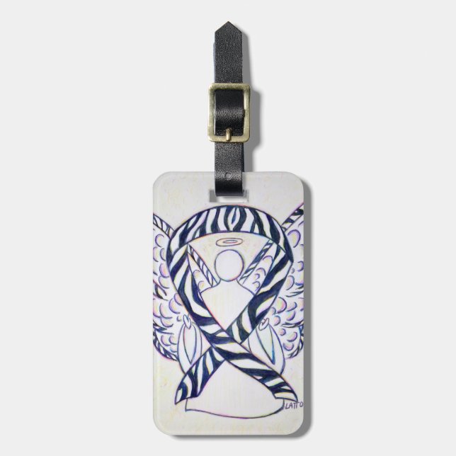 Zebra Stripe Awareness Ribbon Gepäcktag Gepäckanhänger (Vorderseite vertikal)