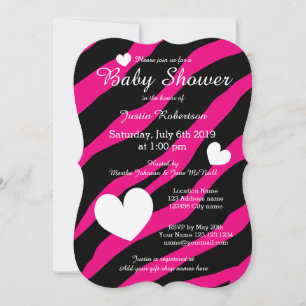 Zebra Stripe Baby Dusche Einladungen mit Herz