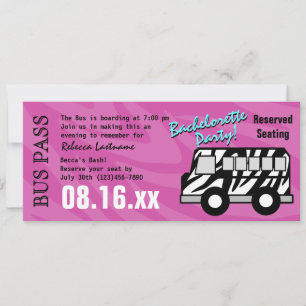 Zebra Stripe Bus Pass Hennen Party Einladung