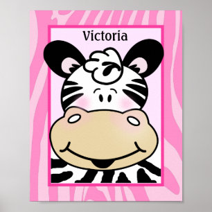 Zebra Stripe Pink Kunsthandwerk Kinderzimmer Print Poster