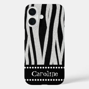 Zebra Stripe Print "Add Your Name" iPhone 16 Hülle