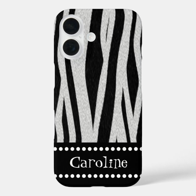 Zebra Stripe Print "Add Your Name" Case-Mate iPhone Hülle (Rückseite)