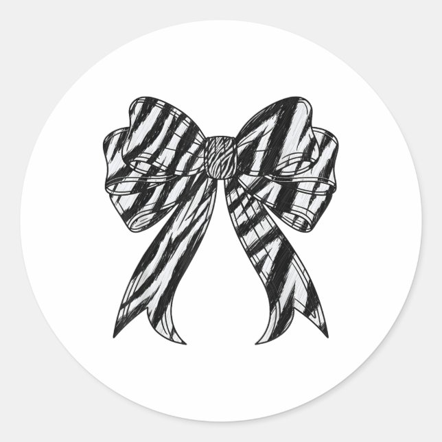 Zebra Stripe Print Coquette Bow Girls Runder Aufkleber (Vorderseite)