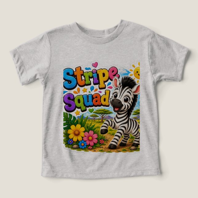 Zebra Stripe Squad | Niedliche Cartoon-Zebra-Freun (Design Vorderseite)