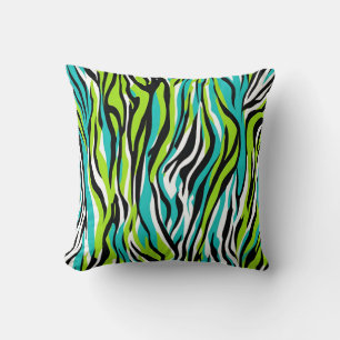 Zebra Stripes Animal Print Aquamarin Blue Green Kissen