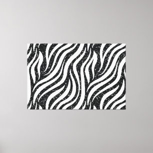 Zebra Stripes Black Glitzer Wilde Tiere Print Leinwanddruck