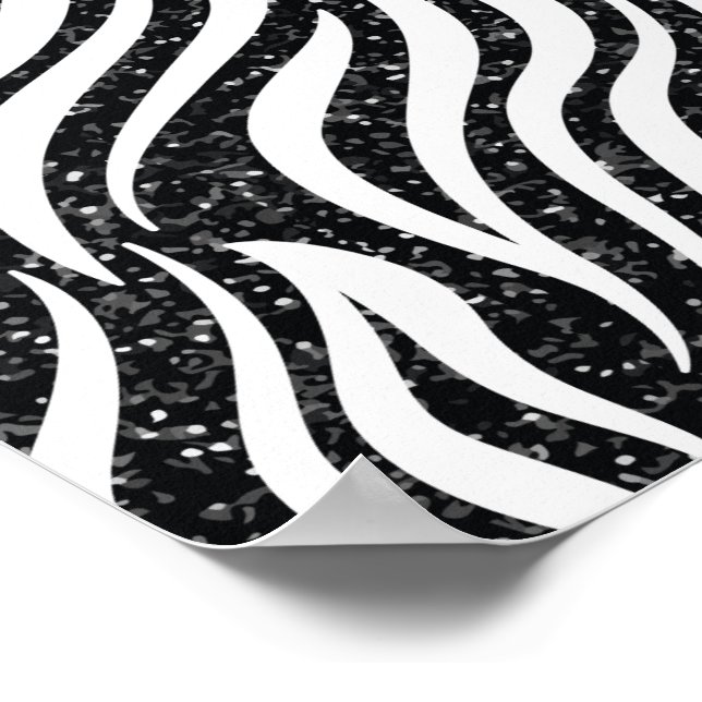 Zebra Stripes Black Glitzer Wilde Tiere Print Poster (Ecke)