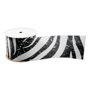 Zebra Stripes Black Glitzer Wilde Tiere Print Satinband