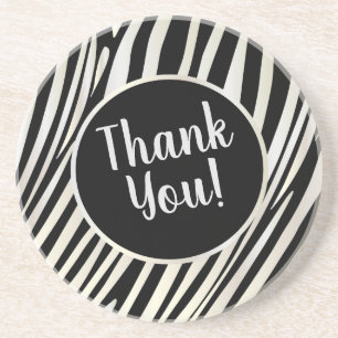 Zebra Stripes Black & Whit Muster Trenddesign Getränkeuntersetzer