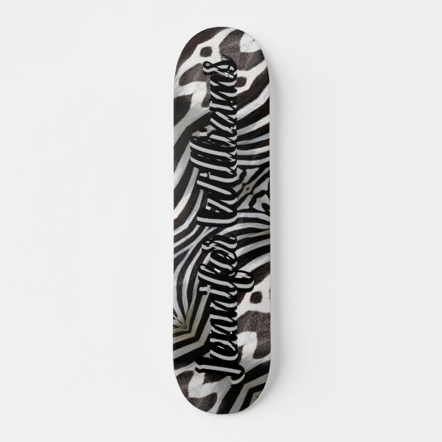 Zebra Stripes Elegantes Muster Hinzufügen von Name Skateboard (Vorne)