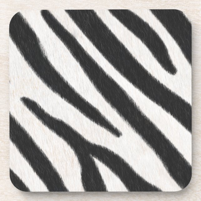 Zebra Stripes Exotic Fur Realistic Animal Print Getränkeuntersetzer (Vorderseite)