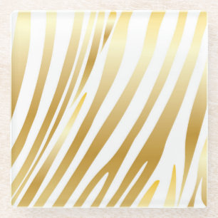 Zebra Stripes Gold Muster Trenddesign Glasuntersetzer