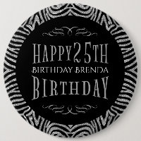 Zebra Stripes & Happy 25. Geburtstagsvorlage